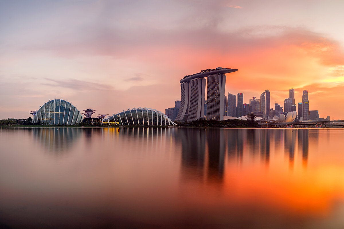 Singapore skyline at sunset