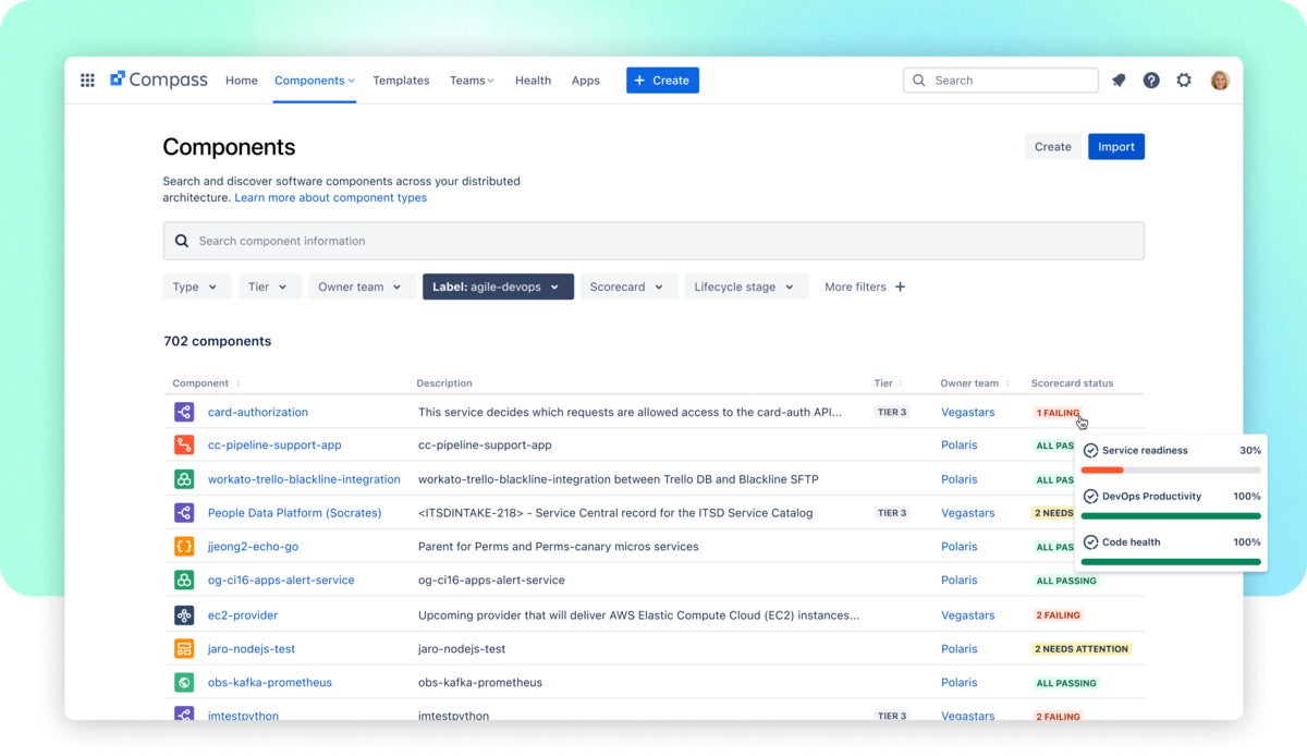 Atlassian software component catalog